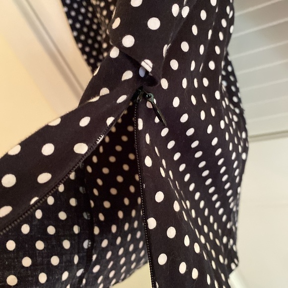 Jones New York signature Knot Front Blouse polkadot white on black size L cotton - Picture 9 of 11